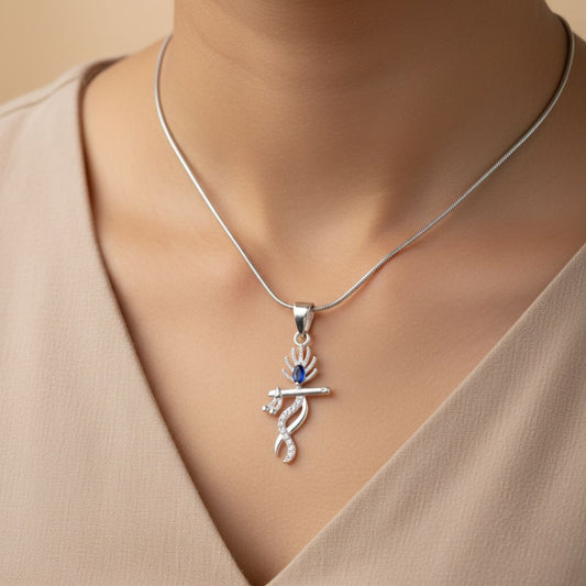 Murlidhar Shri Krishna Silver Plated Pendant (Blue)