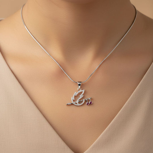 Shree Krishna Bansuri Sterling Silver Pendant (Red)