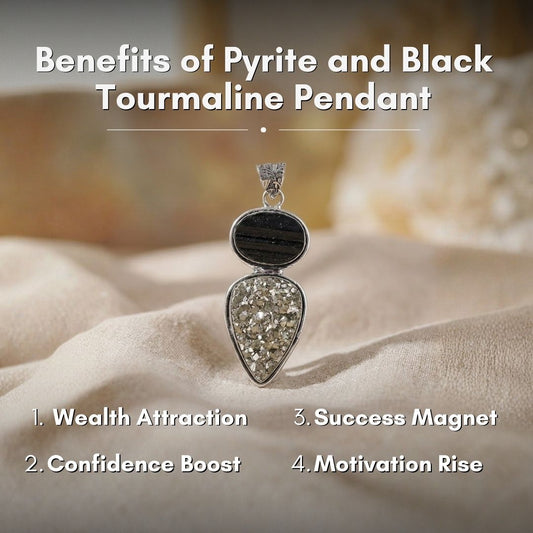 Natural Pyrite & Black Tourmaline Pendant