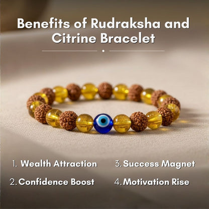 Rudraksha and Citrine Bracelet