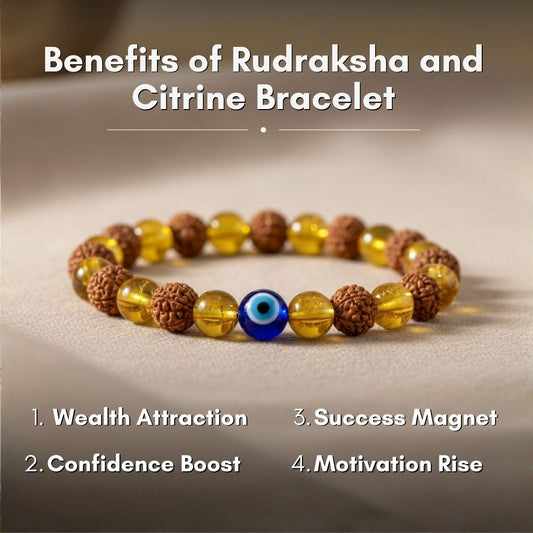 Rudraksha and Citrine Bracelet