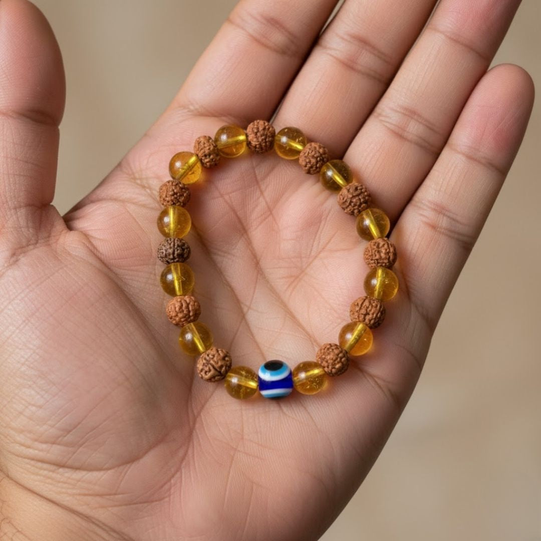 Rudraksha and Citrine Bracelet