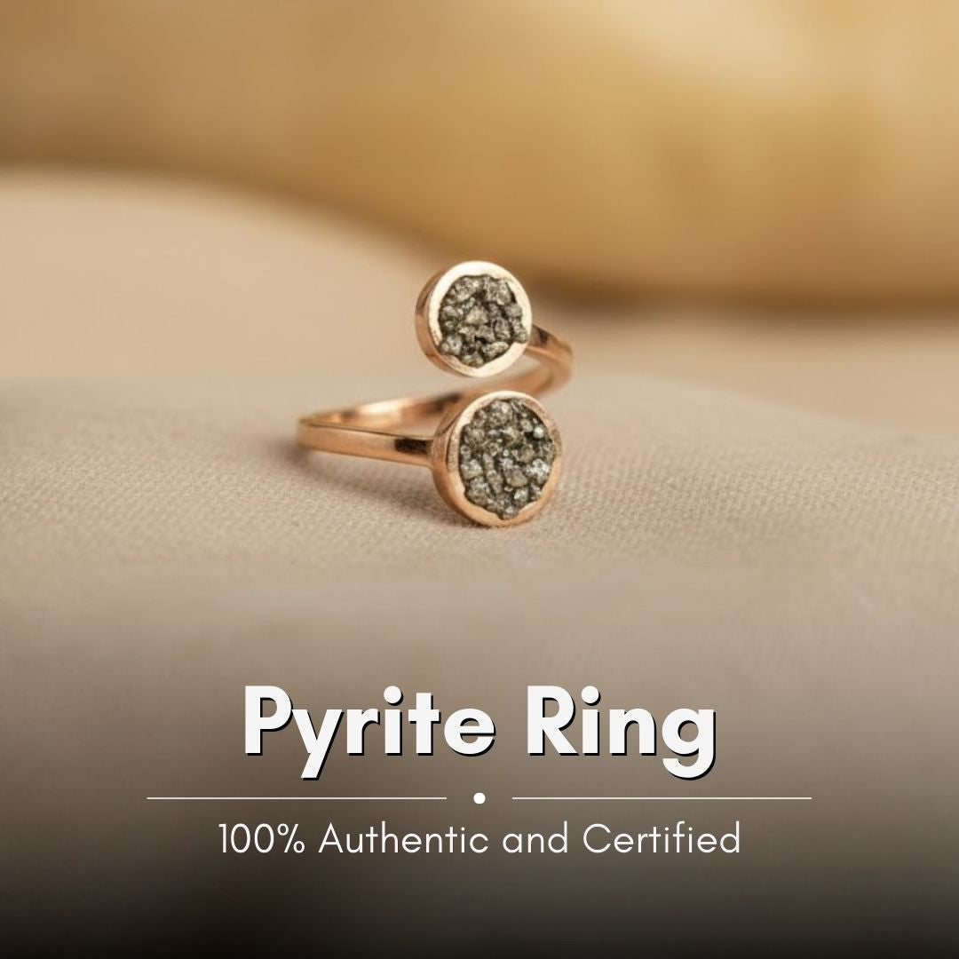 Gold Plated Natural Pyrite Ring