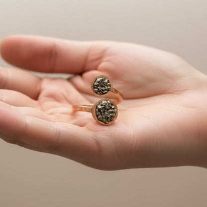 Gold Plated Natural Pyrite Ring