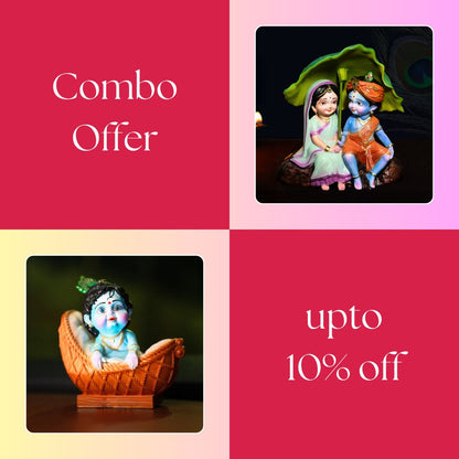 Radha Krishna & Makhan Chor Krishna Murti Set