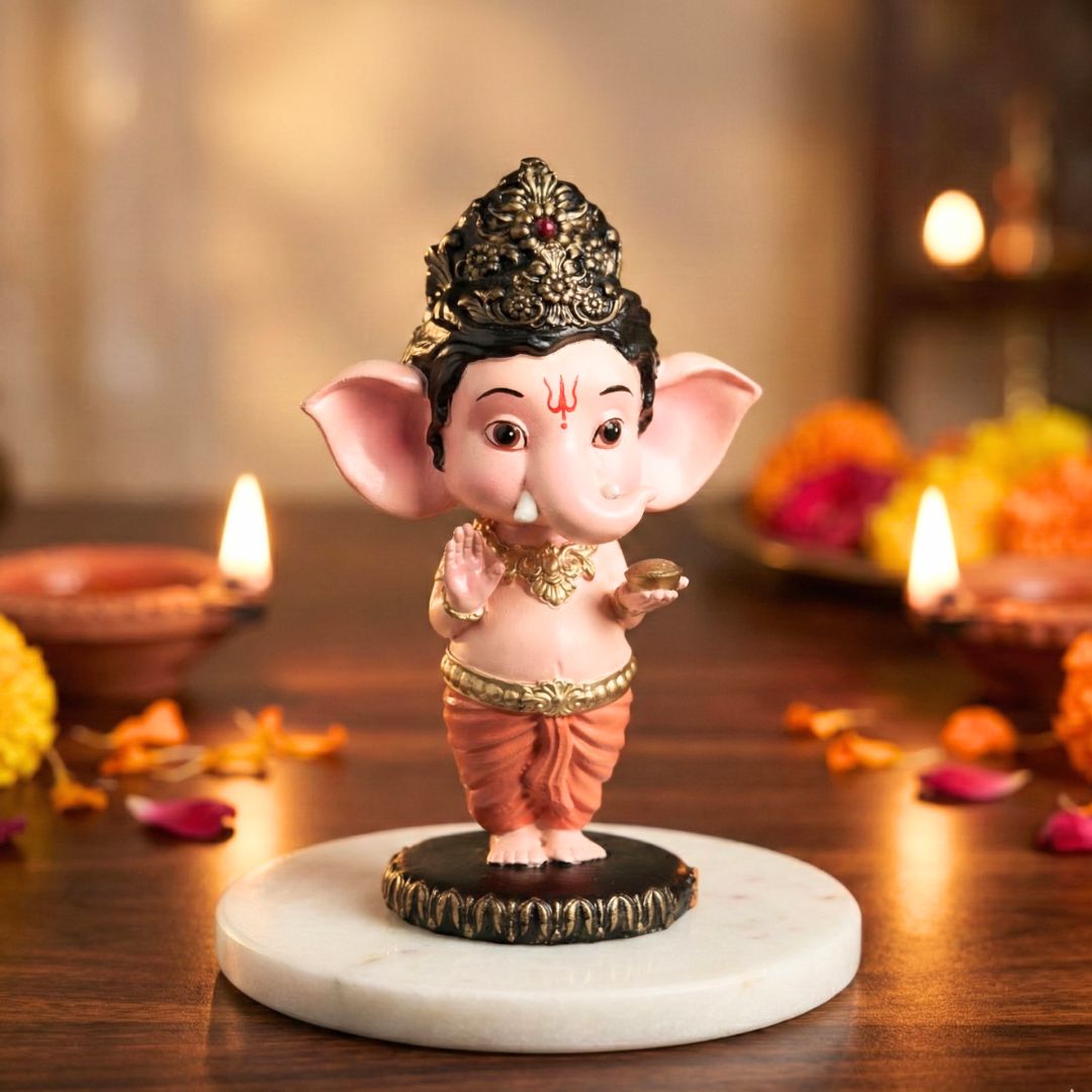 Lord Ganesha Balroop & Soldier Idol Set