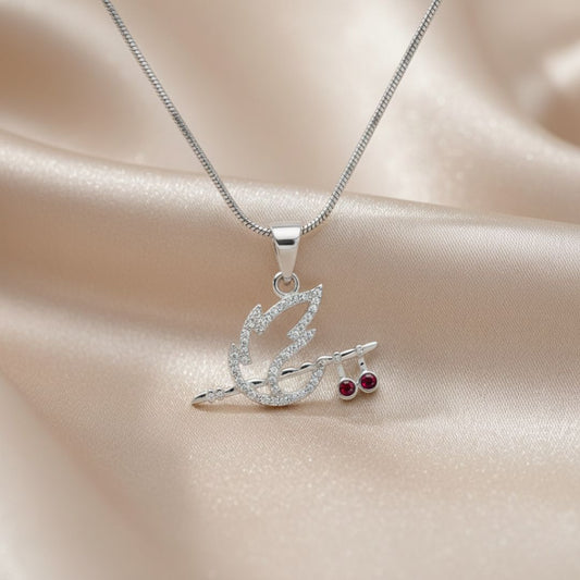 Shree Krishna Bansuri Sterling Silver Pendant (Red)