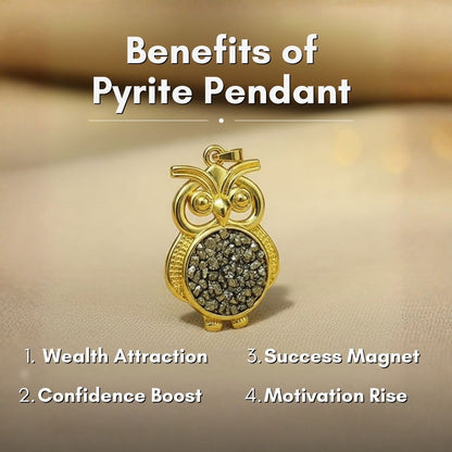 Gold Plated Owl Design Pyrite Pendant