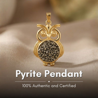 Gold Plated Owl Design Pyrite Pendant