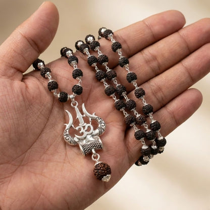 Karungali Trishul Cap Pendant Mala