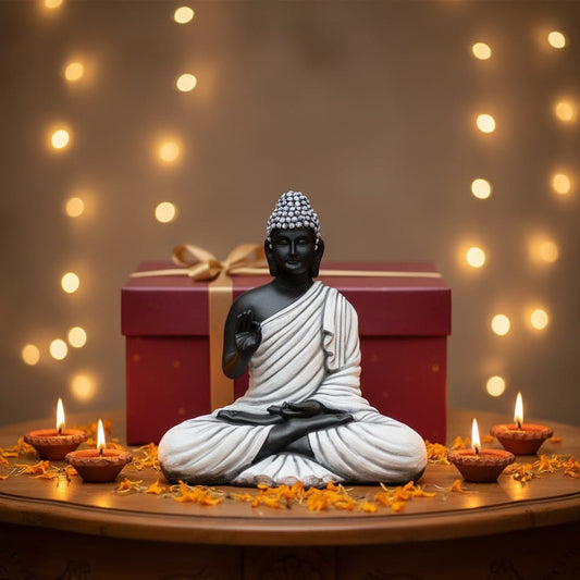 Lord Buddha Statue (White & Black)