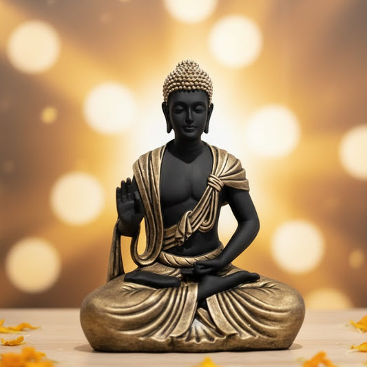 Scarf Buddha Statue (Black & Golden)