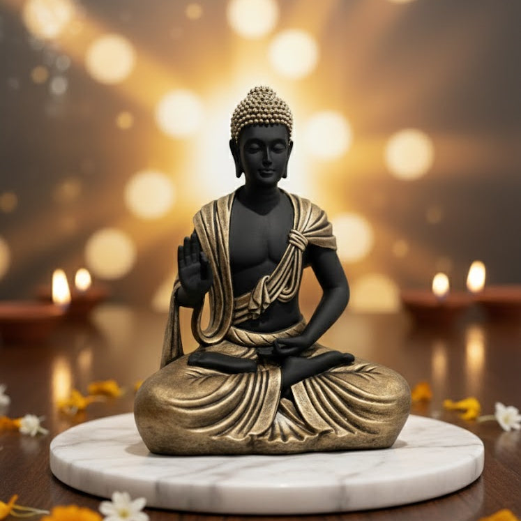 Scarf Buddha Statue (Black & Golden)