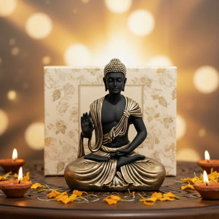 Scarf Buddha Statue (Black & Golden)